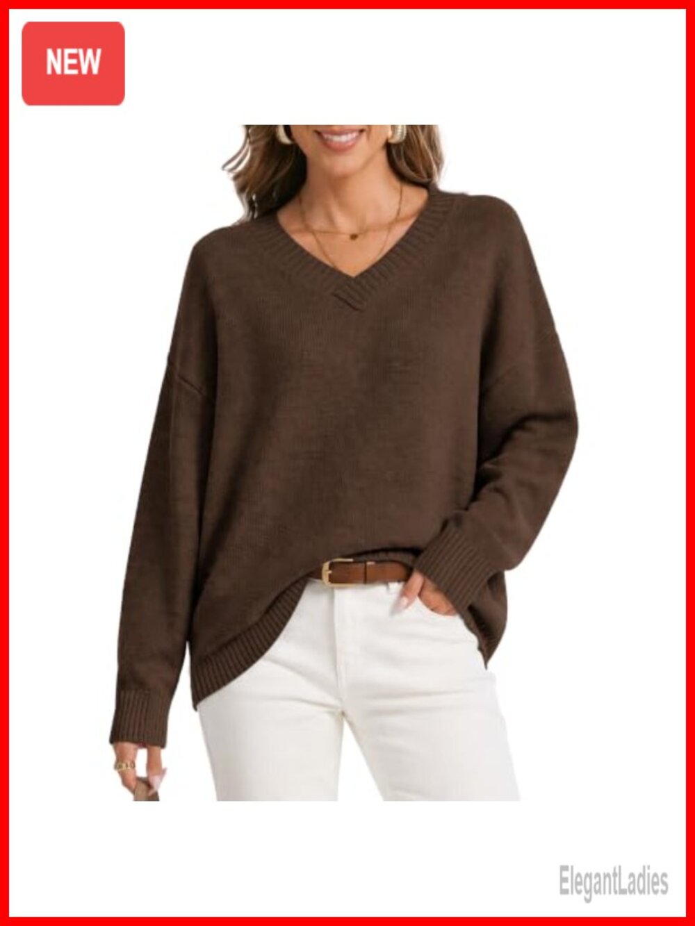 Cashmere Blend V Neck Oversized Sweater Long Sleeve Knit Pullover